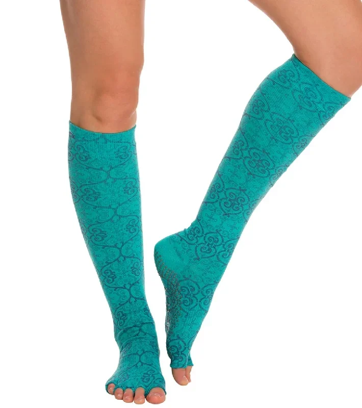 Toesox Knee High Scrunch Half-Toe Yoga Grip Socks Mosaic