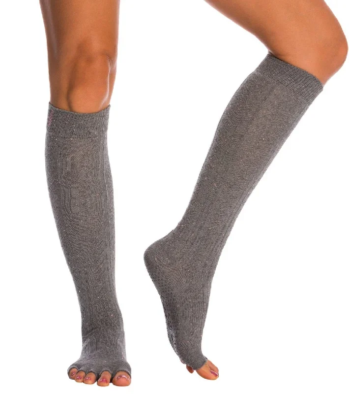 Toesox Knee High Scrunch Half-Toe Yoga Grip Socks Pepper