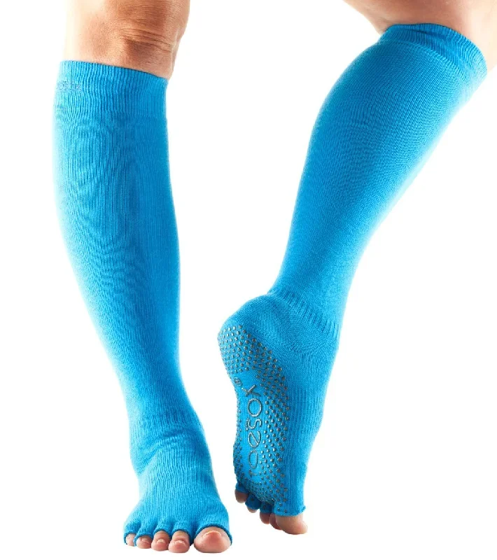 Toesox Knee High Scrunch Half-Toe Yoga Grip Socks Skydiver