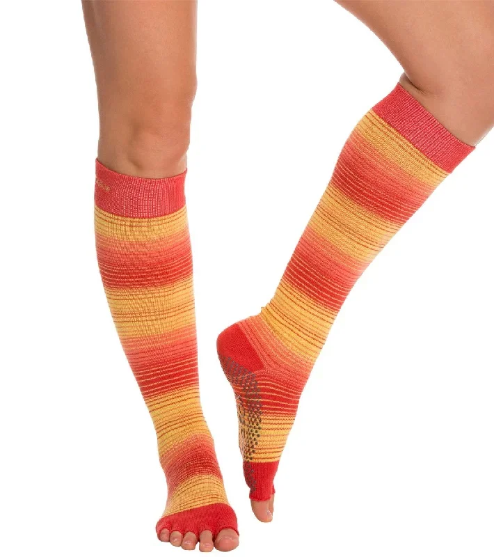 Toesox Knee High Scrunch Half-Toe Yoga Grip Socks Sunrise