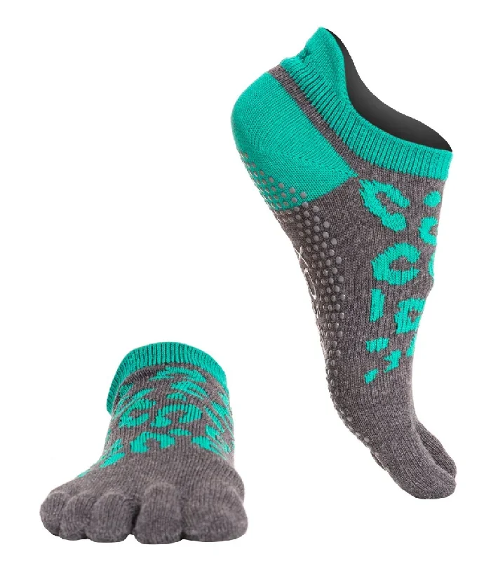 Toesox Low Rise Full-Toe Yoga Grip Socks Wild Love Emerald