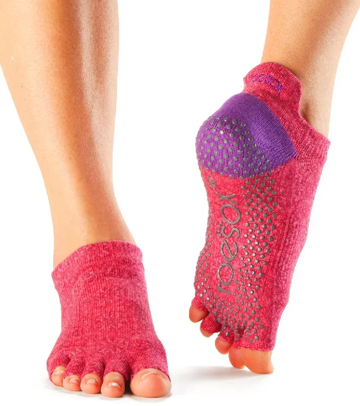 Toesox Low Rise Half-Toe Yoga Grip Socks Havana