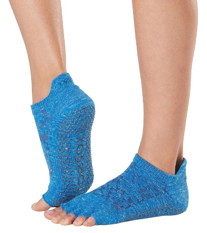 Toesox Low Rise Half-Toe Yoga Grip Socks Lapis