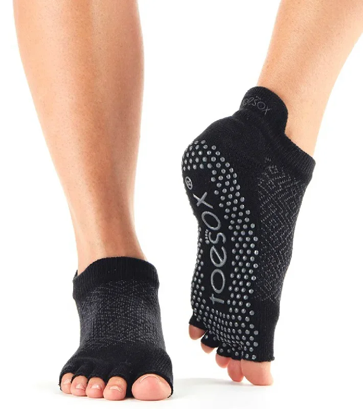 Toesox Low Rise Half-Toe Yoga Grip Socks Onyx