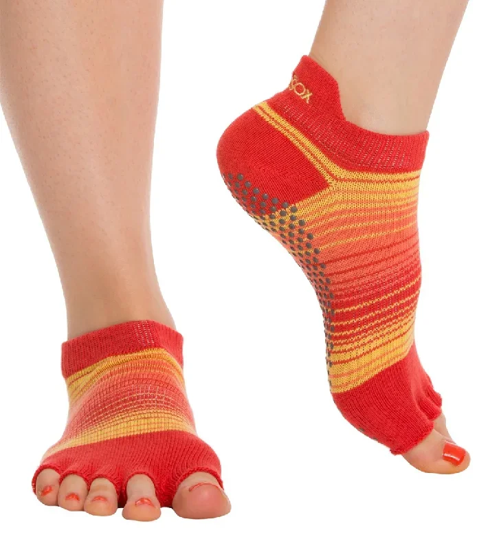 Toesox Low Rise Half-Toe Yoga Grip Socks Sunrise