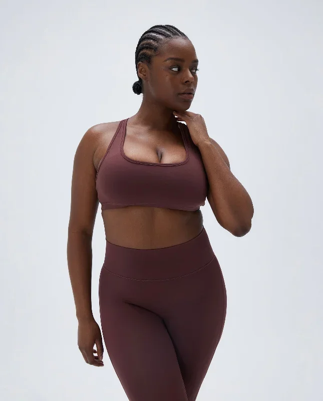 Ultimate Scoop Neck Racer Back Bra - Burgundy