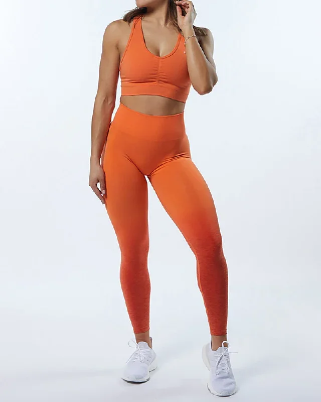 Women Gradient Bra Leggings Solid Color High Waist Yoga Two-piece Sets S-L Pants Sets