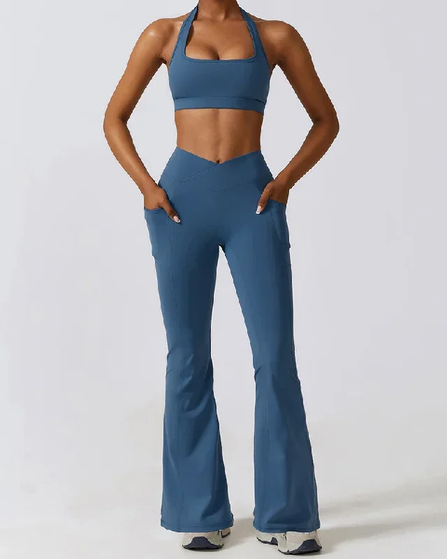 Blue 3 Bra Flared Pants