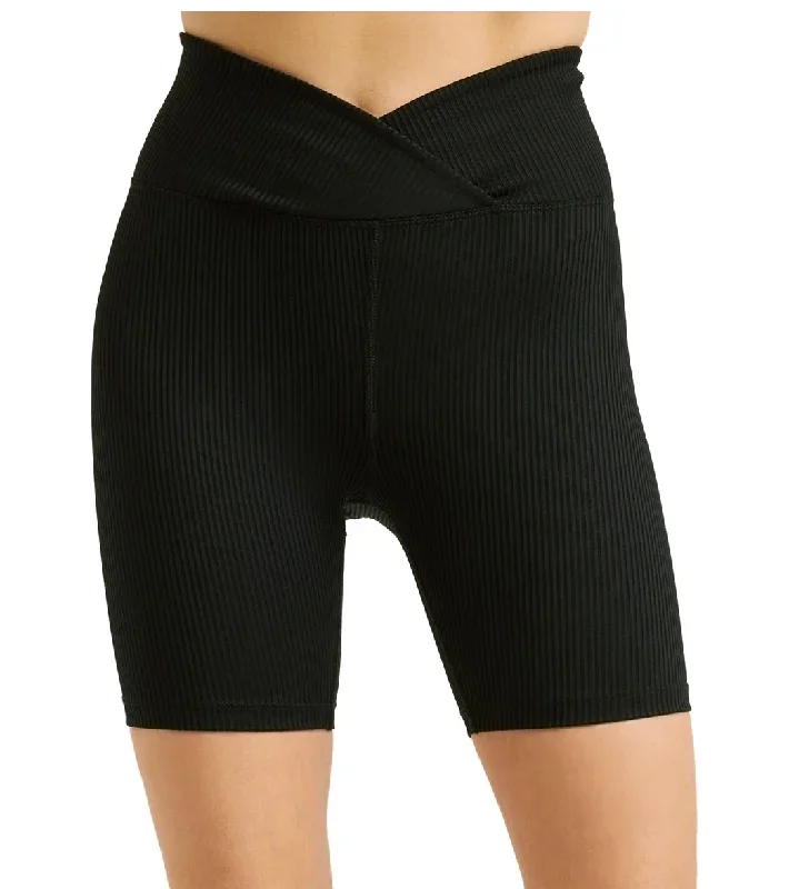 Year of Ours Ribbed V Waist Biker Shorts Black